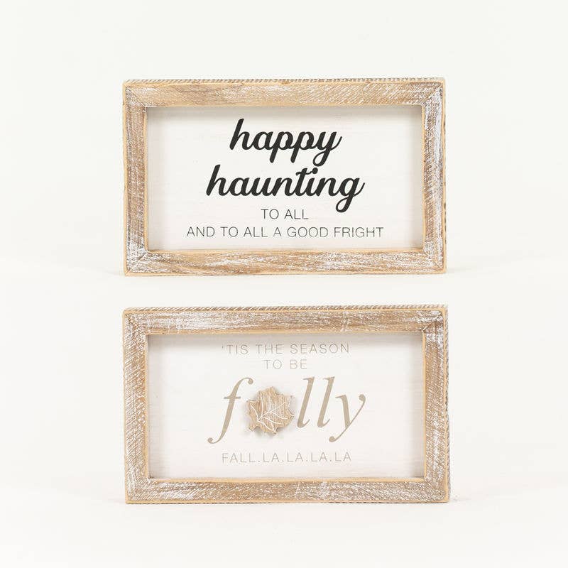 50381 - 8x5 sign (FALLY/HNTNG) FALL HALLOWEEN Decor Thanks