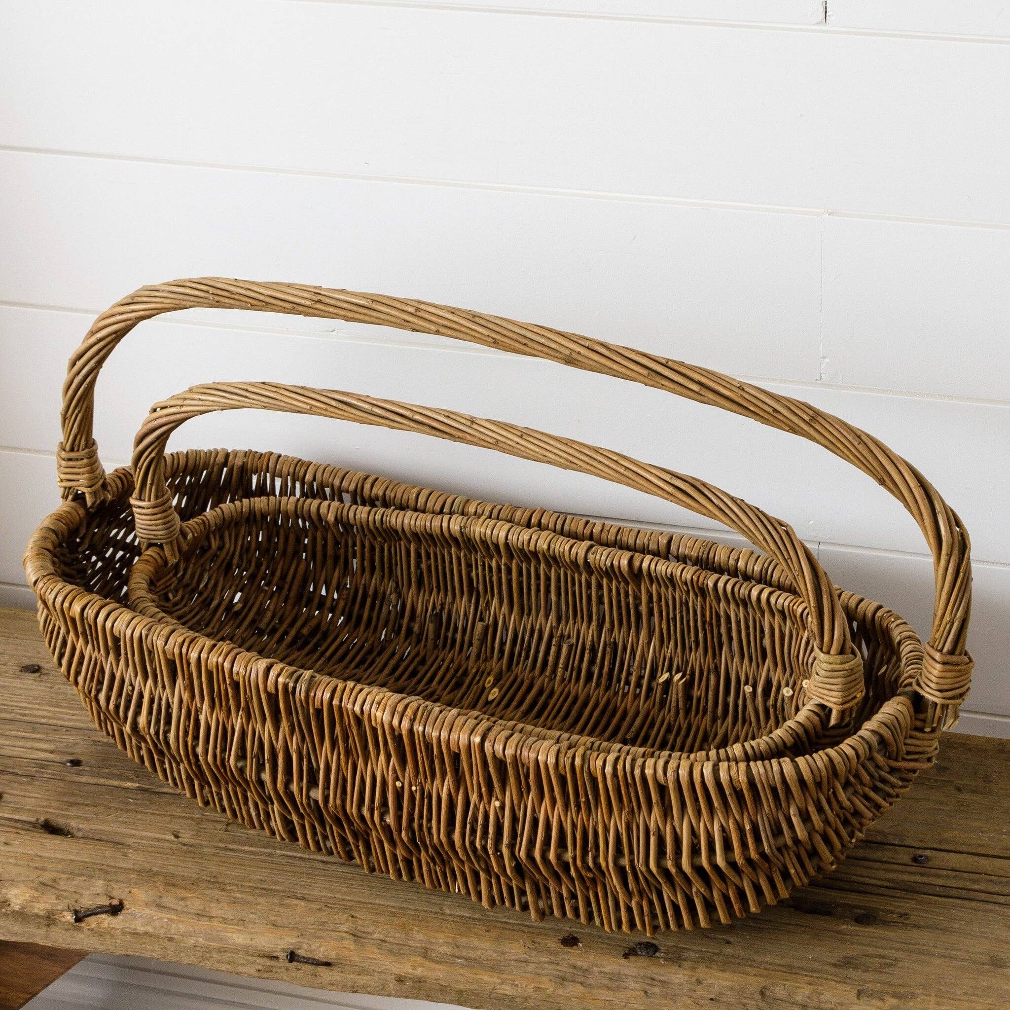 Oval Wicker Baskets (Set Of 02)