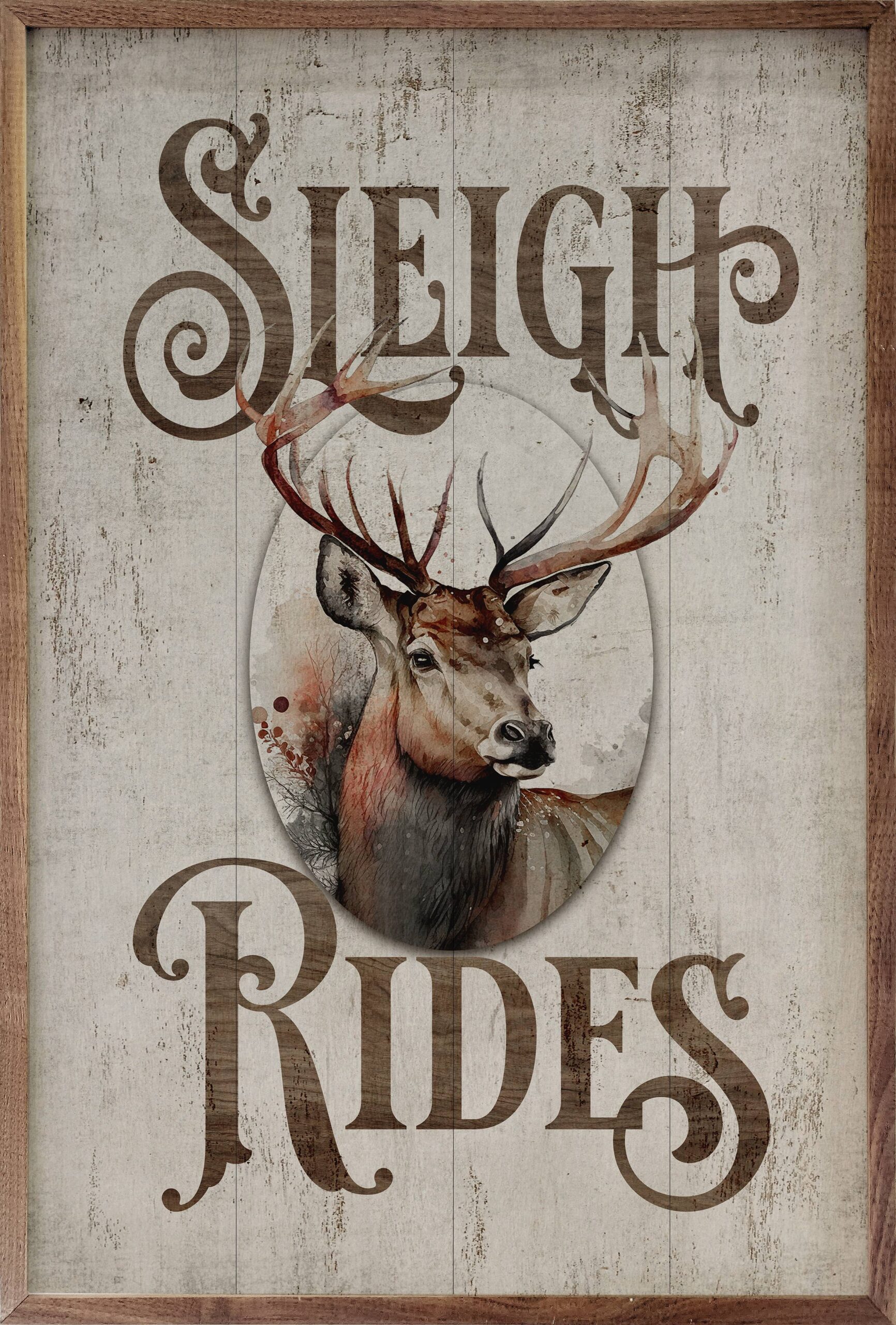 Sleigh Rides Reindeer Classic Whitewash